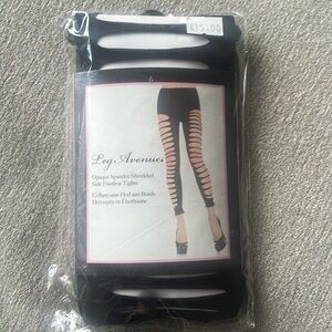 Leg Avenue opaque spandex shredded side footless tights